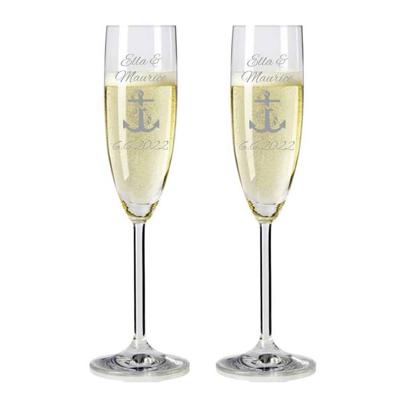 laser-diele 2 Leonardo Champagne Glasses with Engraving – Gift for