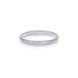 PAVOI Stainless Steel Rhodium Plated Waterproof Flexible Stretch Chunky Bangle for Women | Cobra Bracelet 8mm Wide