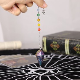 Cheungshing Titanium Coated Quartz Crystal Point Pendulums for Dowsing Divination Psychic Tools