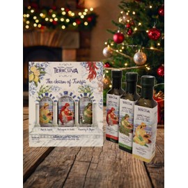 TerrOliva Flavored Olive Oil Gift Set, 3 x 8.5 oz Bottles - Mint & Lemon, Red Pepper & Garlic, Rosemary & Thyme