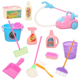 Festfun Doll Accessories Miniature Dollhouse Cleaning Garden Accessories Tools Dollhouse Furniture in Scale 1:12 Doll Accessories Toy Cleaning Set for 11.5 Inch Doll Playset