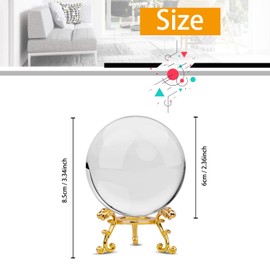 MerryNine Magic Crystal Ball, 2.4 inches (60 mm), White Crystal Ball with Gold Metal Base, Cleaning Cloth, Feng Shui Goods, Interior Decoration, Placing Items (White + Gold Metal Base)