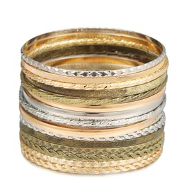 Bohemian Gold Bangle Bracelets Set for Women- Multi Layer Stackable Textured Bracelet Retro Indian Chunky Cable Twisted Wristband for Women Best Friend Wedding Bridal Birthday Party Gift-I