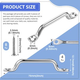 Yaocom Stainless Steel Footman Loop with Flat Head Tapping Screws Bimini Top Strap Footman Loop for Kayak, Boat(4 Pcs)