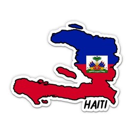 Squiddy Haiti Map with Flag - Vinyl Sticker Decal for Phone, Laptop, Water Bottle - 3"
