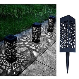 MaoTopCom 6-Pack Hollow Out Square Solar Pathway Lights Outdoor, Solar Powered Waterproof Landscape Lighting Dusk to Dawn Garden Lights for Patio Lawn Yard Path Walkway Driveway (Daylight White)
