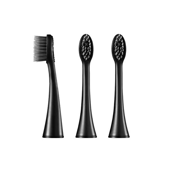 BURST Toothbrush Heads - Genuine BURST Electric Toothbrush Replacement Heads for BURST Original & Pro Sonic Toothbrushes – Ultra Soft Bristles for Deep Clean, Stain & Plaque Removal - 3-Pack, Black