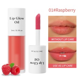 Hydrating Lip Glow Oil, No-Sticky Gloss Lip Balm Lip Care, Fruit Flavoured Lip Oil For Dry Lip's Moisturizing Hydrating And Nourishing (RASPBERRY)