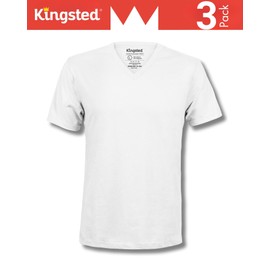Kingsted White V-Neck T-Shirts for Men - Royally Comfortable - Super Soft Cotton Blend - Well-Crafted Classic Tees (3 Pack, White, 3X-Large)