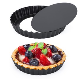 Beasea 6 Inch Tart Pan, 2pcs Small Tart Pie Pans with Removable Bottom Mini Non Stick Pie Tin Container Pan Loose Bottom Fluted Quiche Baking Pan for Fruit Tart Quiche Cakes
