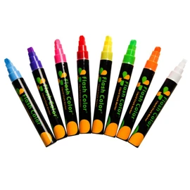 HiKin 8 Color Neon Chalk Markers, 15mm Jumbo Felt Tip Liquid Chalk Markers Erasable Fluorescent Paint Pens for Blackboard, Poster, Stone, Ceramic, Glass, Wood, Canvas, etc.