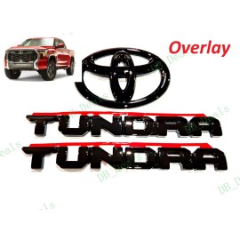 TOYOTA Overlay Gloss Blackout Front Logo Door Tundra Emblem Badge For 2022+ Tundra