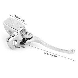 Aramox Brake Master, Conjunto de Palanca de Cilindro Maestro de Embrague de Freno Hidráulico Universal para Manillar de 1 Pulgada Plateado