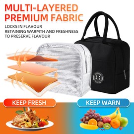 MeiLang Insulated Lunch Bag for Men Women Leakproof Thermal Cooler Tote Reusable Lunch Box Container for Work School Picnic Travel Black
