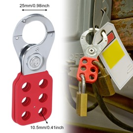 Pack of 3 Locking Hasp Lockout, Hook Diameter 2.5 cm Hasp Padlock with Red Plastic Coated Housing, Aluminium Lock Out Hasp, Locking Hasp Lockout Hasp for Treasure Chest