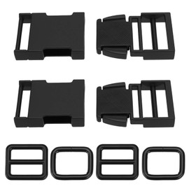 eMagTech 2 Pack Side Opening Metal Buckles 53x29mm Adjustable Quick Release Clip for Backpacks, Belts, Necklaces, Bracelets, Paracords (Black), black