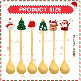 6 Pcs Christmas Coffee Spoon Stainless Steel Christmas Spoon Xmas Dessert Tea Spoons with Reindeer Santa Christmas Tree Snowman for Coffee Dessert Ice Cream Sundae (Color B)