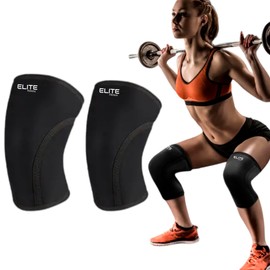 Rodilleras de compresion de 7mm(PAR), ideales para crossfit, gimnasio, y soporte de rodillas (NEGRO,NEGRO, Medium)