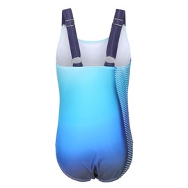 Aisyee Big Girls One Piece Bathing Suit Off Shoulder Swimsuits Kids Hawaiian Floral Swimwear Ocean Blue Size 14/12-14 Years