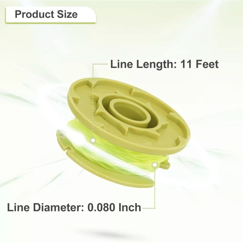 For RYOBI 6Pack For Ryobi Twisted Trimmer Line Spool For