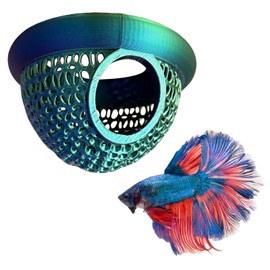 Embhlitfe Aquarium Cave Fish Tank Ornaments for Shrimp & Small Fish Suspended Shelter, Betta Hammock Encourages Natural Resting and Breeding (Blue-Green)