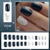 Medium Square Press On Nails Dark Blue Fake Nails Marbling