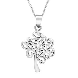 AeraVida Minimalist Chic Casual Tree of Life Family Tree Love Charm in 925 Sterling Silver Necklace, 18 Inch | Elegant and Stylish Women's Jewelry