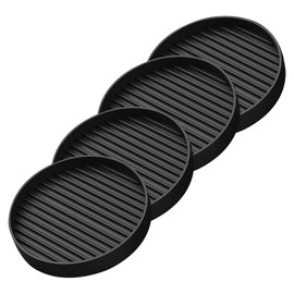 Glarks Black 4 Pieces 3 x 3 inch Round Shape Non-Slip Furniture Pads Rubber Non-Slip Caster Cups, Leg Coasters Couch, Chair, Feet and Bed Stopper Non-Slip Floor Protection for Furniture