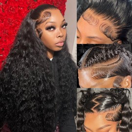 Misscity 30 Inch 250 Density Deep Wave Wig 13x6 Deep Wave HD Lace Front Wigs Human Hair For Women, Pre Plucked, Tangle Free, Minimal Shedding, Full Volume 330g, Natural Look For Daily Wear