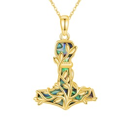 Thor Hammer Necklace Sterling Silver Gold Mjolnir Tree of Life Pendant Viking Jewelry Gifts for Women