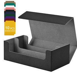 2-Row Trading Card Storage Case, Mtg Deck Box Storage Trading Card Storage Box Tcg Card Storage Box Trading Card Case Tcg Deck Box Storage Holds 1200+ Cards, Fits MTG, TCG, Sports Cards – Black & Grey