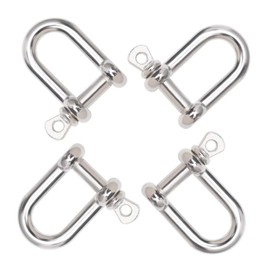 [Health Lief] Stainless Steel Shackle, Stainless Steel Shackle, SUS304, D-Shaped Shackle, 18-8 Stainless Steel, Screw Shackle Hanging Tool, Bow Shackle, Stainless Steel Pin Hanging, Set of 4 M6
