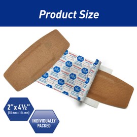 MED PRIDE Sterile Hypoallergenic Fabric Adhesive Bandages, Latex Free, Individually Wrapped, Flexible and Breathable (2” x 4.5'' - 50 Count)