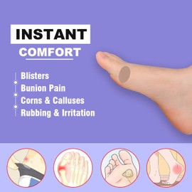 Moleskin for Blisters Feet, Moleskin Adhesive Pads, Moleskin Pads for Shoes, Toes, Heel | Blister Prevention and Reduce Friction (12 Sheets - 132 Pieces Total)
