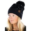 Funky Junque Adult Sequin Pom Beanie - Chunky Sequin -