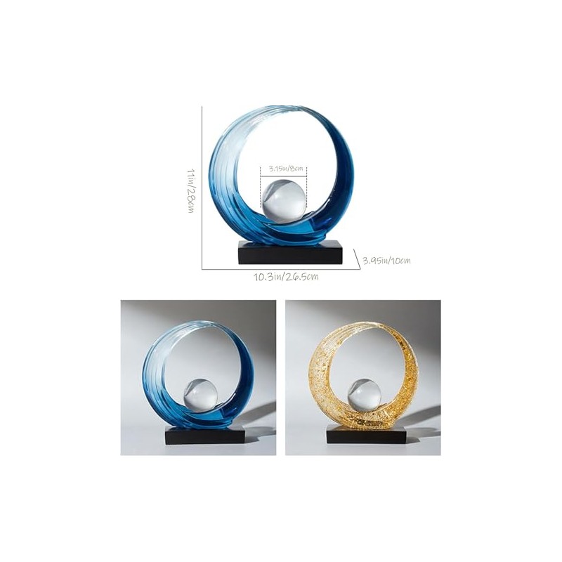 Estatua de resina dorada abstracta, decoración para el hogar