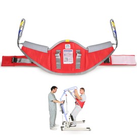 EZ Assistive Sit to Stand Patient Lift Sling with Pad,Stand Assist Sling for Patient Transfer,Soft Back Support SWL 500lb (Red, Medium)