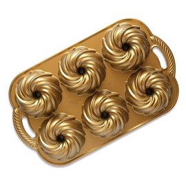 Nordic Ware Swirl Bundtlette Pan, 6-Cavity, Gold