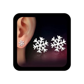 Inilbran Boho Tiny Snow Earrings Silver Snowflake Stud Earrings Vintage Winter Snow Earrings Minimalist Stud Earrings Jewellery for Women and Girls Christmas Gifts