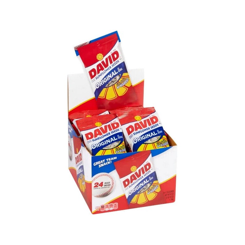 David Original Sunflower In-Shell Seeds, 1.75 oz, 24-count