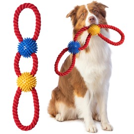 Aitmexcn Interactive Dog Rope Toys Tug of War, Tough Dog Toys for Medium Dogs, 100% Cotton Heavy Duty Puppy Toy for Boredom, Dog Pull Ball Rope Teeth Cleaning