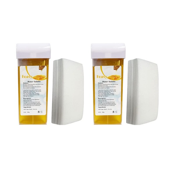 2 Honey Wax Cartridge With 100 Paper Waxing Strips Kit
