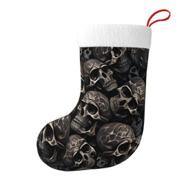 FYCFSLMY Gothic Black Skull Large Christmas Stockings, Xmas Tree Fireplace Hanging Decorations for Home Holiday Decor