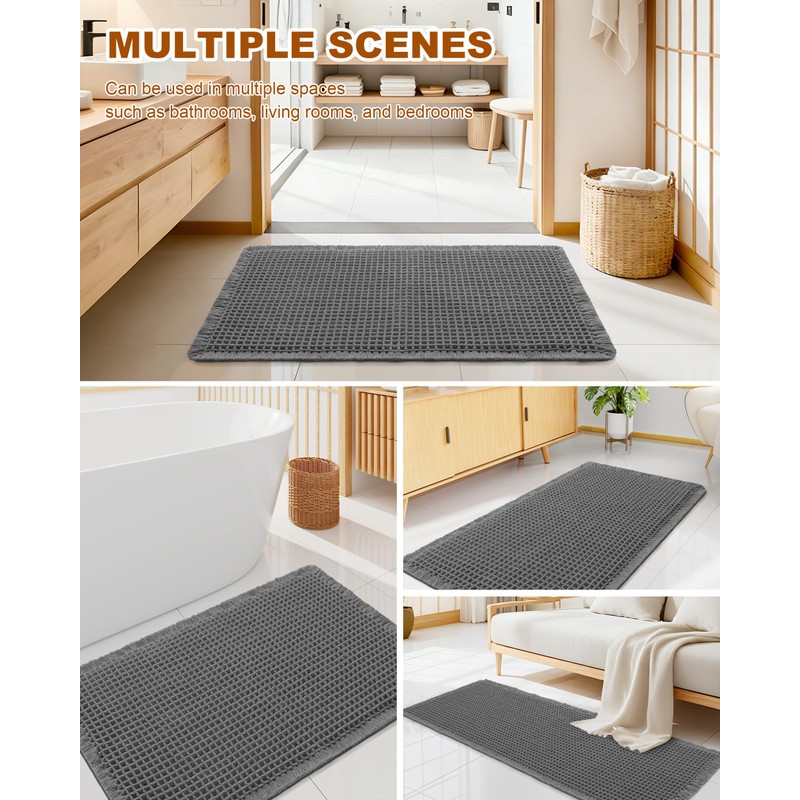 Homaxy Waffle Bath Mat Non Slip Boho Bathroom Mat -