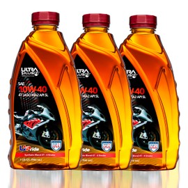 ULTRA 1PLUS 4T 10W-40 Synthetic Blend Motorcycle Oil API SL JASO MA2-10W40 Motor Oil, 3 Quarts