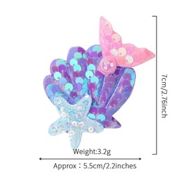 Mermaid Hair Clips Starfish Hair Clip Shell Hair Pins Multicolor Sparkling Hair Clips Accessories for Women and Girls Birthday Beach Party Headpiece (C)