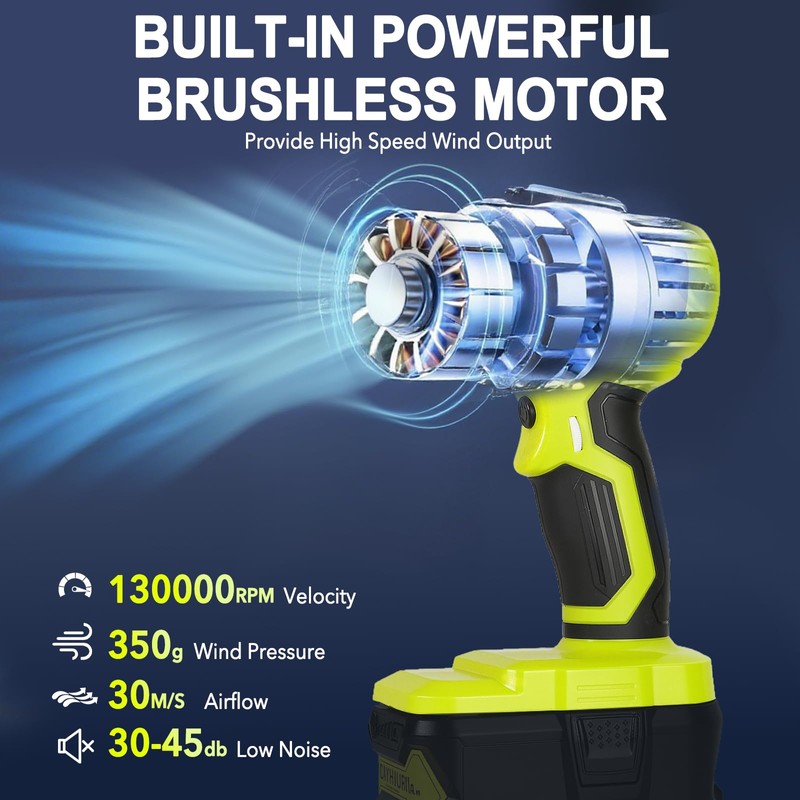2026 Brushless Leaf Blower Cordless for Ryobi 18V Battery, Lightweight