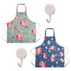 CYNOSURETECH 2 Floral Pattern Aprons And 2 Hooks, Waterproof Apron,