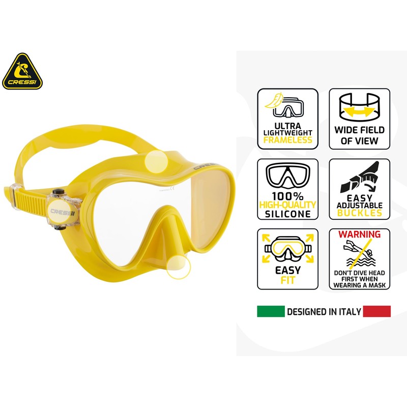 CRESSI F1 Mask Blue - Frameless Mask for Diving and