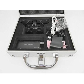 Metal Frame 3.5X 420mm Binocular Loupes DY-104+ 3W LED Headlamp with Aluminum Box Silver by NSKI